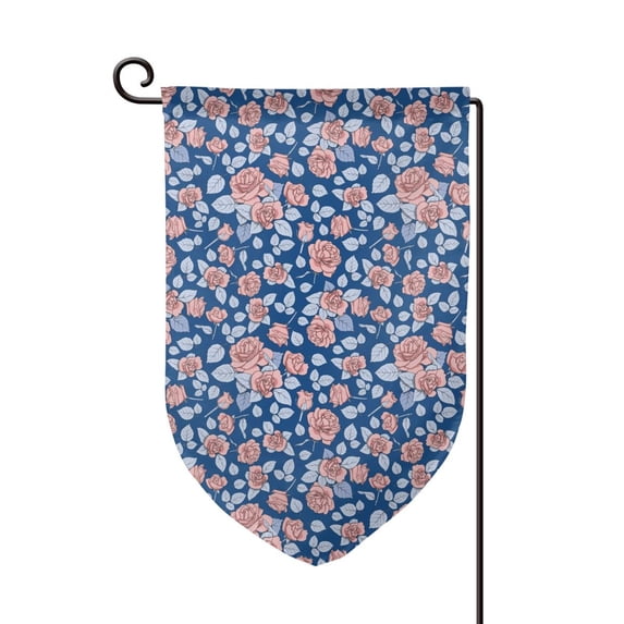 Wukai Rose Flowers Print Garden Flag 12.5x18 Inch Double Sided Sun-resistant Rain-resistant, Wrinkle-resistant Colorfast(Only Flag)