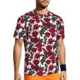 thumbnail image 1 of Wukai Rose Flowers Print Men's Short-Sleeved Mesh T-Shirt,Quick-Dry Short Sleeve Workout T-Shirt-Large, 1 of 8