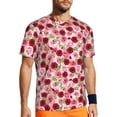 thumbnail image 1 of Wukai Rose Flowers Print Men's Short-Sleeved Mesh T-Shirt,Quick-Dry Short Sleeve Workout T-Shirt-Large, 1 of 8