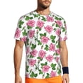 thumbnail image 1 of Wukai Rose Flowers Print Men's Short-Sleeved Mesh T-Shirt,Quick-Dry Short Sleeve Workout T-Shirt-X-Small, 1 of 8