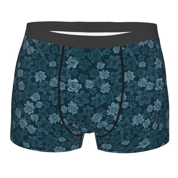 Wukai Rose Flowers Print Men’s Underwear Breathable Boxer Briefs, Moisture Wicking & Breathable-Medium