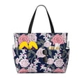 thumbnail image 1 of Wukai Rose Flowers Print Zipper Bag,large Beach Tote Bag,Waterproof Sandproof Bag,Grocery and Picnic Tote Travel Bag, 1 of 5