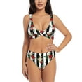 thumbnail image 1 of Wukai Rose Flowers Women's Bikini Set Two Piece,wimsuit High Waisted V Neck Twist Front Adjustable Spaghetti Straps Bathing Suit-Small, 1 of 7