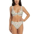thumbnail image 1 of Wukai Rose Flowers Women's Bikini Set Two Piece,wimsuit High Waisted V Neck Twist Front Adjustable Spaghetti Straps Bathing Suit-, 1 of 7