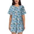 thumbnail image 1 of "Wukai Rose Flowers Women's Pajama Set - Short-Sleeve Top and Shorts with Elastic Waistband and Pockets for Loungewear, Yoga, and Casual Wear-XX-Large, 1 of 8