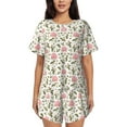 thumbnail image 1 of Wukai Rose Flowers Women's Pajama Set,Short-Sleeve Top and Shorts with Elastic Waistband and Pockets for Loungewear, Yoga, and Casual Wear-, 1 of 8
