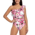 thumbnail image 1 of Wukai Rose Rabbit Chic One Shoulder Swimwear with Ruffle Design and Tummy Control Skirt: Fashionable, Supportive, Comfortable for Beach-Medium, 1 of 7