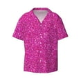 thumbnail image 1 of Wukai Rose Red Glitter Men's Casual Short-Sleeve Button Down Shirt - Lightweight Summer Dress Shirt for Daily Wear-Small, 1 of 7