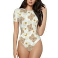 thumbnail image 1 of Naloa Kawaii Bear Women's Short-Sleeved Onesie, One-Piece Swimsuit for Parties, dates, clubs - Small, 1 of 9