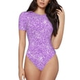thumbnail image 1 of Naloa Lilac Glittering Women's Short-Sleeved Onesie, One-Piece Swimsuit for Parties, dates, clubs - X-Large, 1 of 9