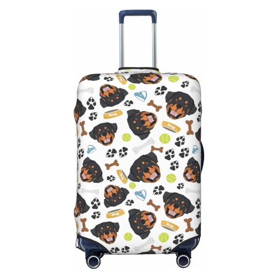 Wukai Rottweiler Elastic Luggage Cover: Personalized Protection for Your Suitcase - Fits 19~29-inch, Washable & Durable Travel Companion-Large