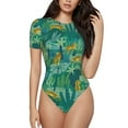 thumbnail image 1 of Naloa Jungle Leopard Women's Short-Sleeved Onesie, One-Piece Swimsuit for Parties, dates, clubs - Large, 1 of 9