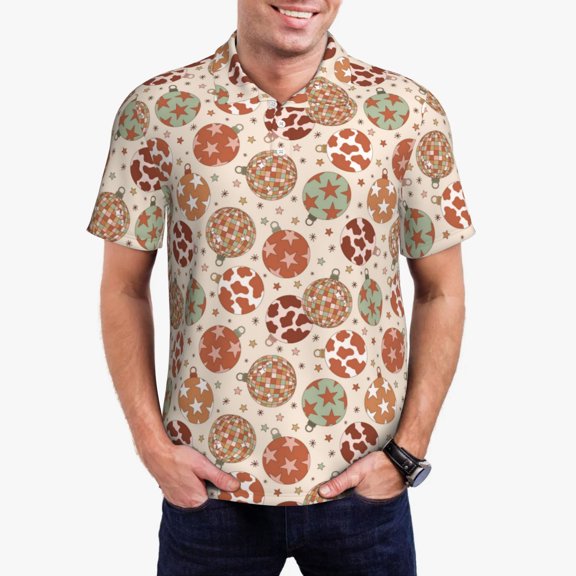 Wukai Rustic Christmas Ornaments Men’s Polo Shirts Sleeve,Camisas Polo Para Hombre,True Classic Tees Men-Small