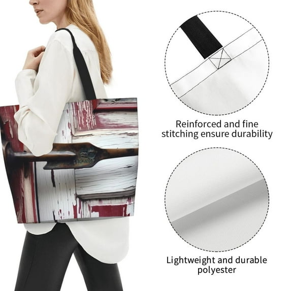 Wukai Rustic Door Handle Closeup Print Reusable Grocery Bag Shopping Bags Shopping Handle Bag Suitable for Outdoor Convenient Daily Bag