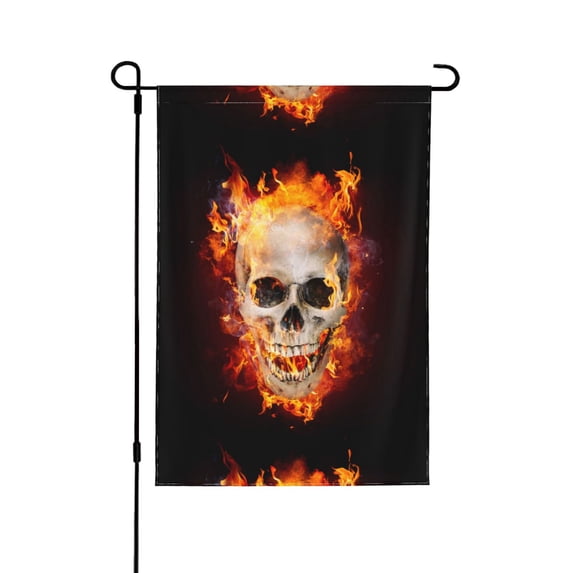 Wukai Satanic Skull Garden Flags Double Sided Welcome Garden Yard House Flags Outside Outdoor House (Only Flag)