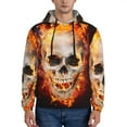 thumbnail image 1 of Wukai Satanic Skull Print Men Hoodies Fleece Sweatshirts Long Sleeve Sweaters Pullover Fall Outfits Winter Clothes-Large, 1 of 7
