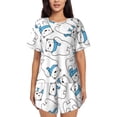 thumbnail image 1 of Wukai Scarf Bear Women's Pajama Set,Short-Sleeve Top and Shorts with Elastic Waistband and Pockets for Loungewear, Yoga, and Casual Wear-Large, 1 of 6