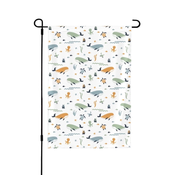 Wukai Sea Creatures Garden Flags Double Sided Welcome Garden Yard House Flags Outside Outdoor House (Only Flag)