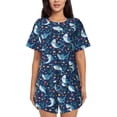 thumbnail image 1 of "Wukai Sea Sharks Women's Pajama Set - Short-Sleeve Top and Shorts with Elastic Waistband and Pockets for Loungewear, Yoga, and Casual Wear-Large, 1 of 8