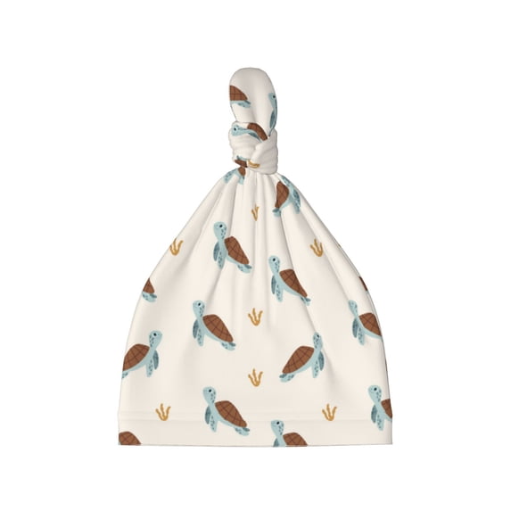 Wukai Sea Turtle Newborn Knotted Baby Beanie Hat for Boy Girl Baby Cute Cap Infant Beanies,0-6 months