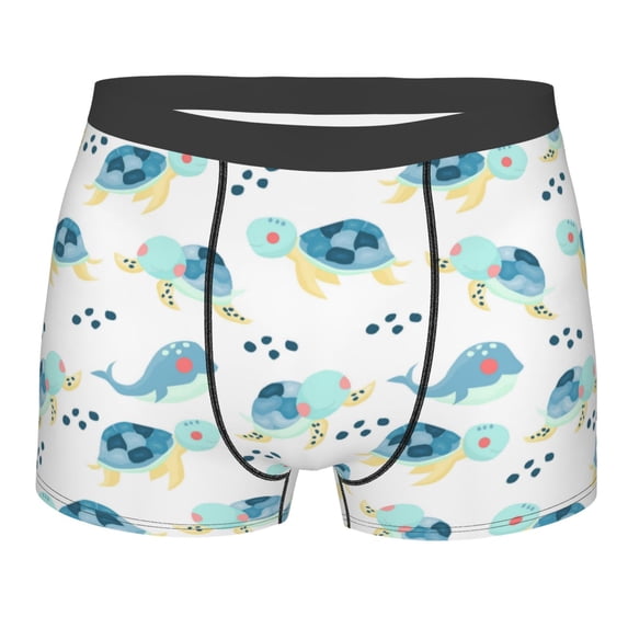Wukai Sea Turtle Print Men’s Underwear Breathable Boxer Briefs, Moisture Wicking & Breathable-XX-Large