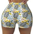 thumbnail image 1 of Wukai Sea Turtle Print Pack Biker Shorts for Women Yoga Workout Gym Running Scrunch Active Shorts-, 1 of 8