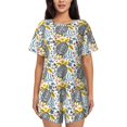 thumbnail image 1 of Wukai Sea Turtle Print Women's Pajama Set - Short-Sleeve Top and Shorts with Elastic Waistband and Pockets for Loungewear, Yoga, and Casual Wear-4X-Large, 1 of 8