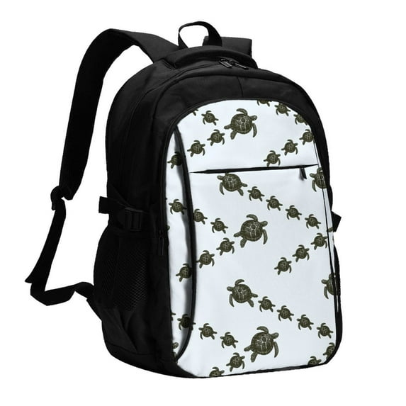 Wukai Sea Turtle Travel Laptop Backpack: Business Water-Resistant Bag with USB Charging Port, Ideal College Backpack for Men & Women