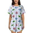 thumbnail image 1 of Wukai Sea Turtle Whale Print Women's Pajama Set - Short-Sleeve Top and Shorts with Elastic Waistband and Pockets for Loungewear, Yoga, and Casual Wear-XX-Large, 1 of 8
