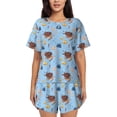 thumbnail image 1 of Wukai Sea Turtle Women's Pajama Set,Short-Sleeve Top and Shorts with Elastic Waistband and Pockets for Loungewear, Yoga, and Casual Wear-Medium, 1 of 8