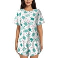 thumbnail image 1 of "Wukai Sea Turtle Women's Pajama Set - Short-Sleeve Top and Shorts with Elastic Waistband and Pockets for Loungewear, Yoga, and Casual Wear-XX-Large, 1 of 8