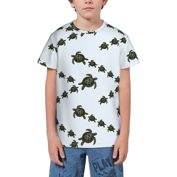 Wukai Sea Turtle Youth Unisex Short Sleeve T-Shirt for Boys, Girls, Teens, and Kids-X-Small