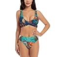 thumbnail image 1 of Wukai Sea Turtle in Coral Women's Bikini Set Two Piece,wimsuit High Waisted V Neck Twist Front Adjustable Spaghetti Straps Bathing Suit-, 1 of 7