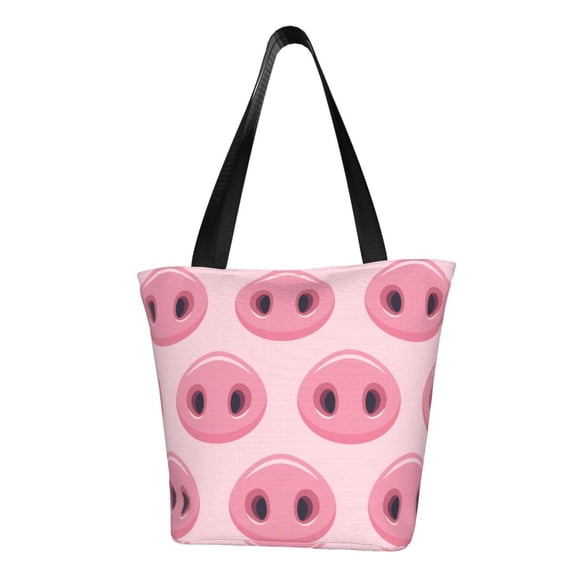 Vsdgher Pig Nose print Reusable Shopping Grocery Bags for Women Shopping with Pouch Foldable Pouch Lightweight Polyester Fabric