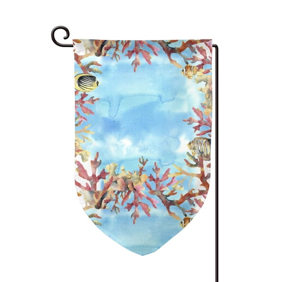 Wukai Sea and Fish Print Garden Flag 12.5x18 Inch Double Sided Sun-resistant Rain-resistant, Wrinkle-resistant Colorfast(Only Flag)