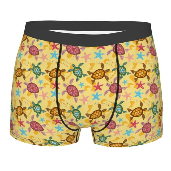 Wukai Sea and Sand Print Men’s Underwear Breathable Boxer Briefs, Moisture Wicking & Breathable-