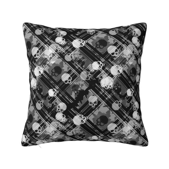 Wukai Seamless Pattern With Skulls Premium Polyester Fleece Pillow Covers with Hidden Zipper Closure,Luxuriously Soft and Durable-22"x22"