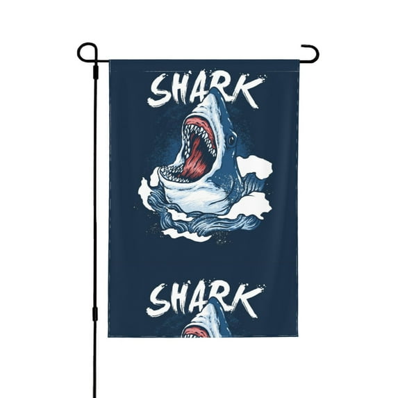 Wukai Shark Garden Flags Double Sided Welcome Garden Yard House Flags Outside Outdoor House (Only Flag)