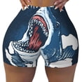 thumbnail image 1 of Wukai Shark Print Pack Biker Shorts for Women Yoga Workout Gym Running Scrunch Active Shorts-Small, 1 of 8