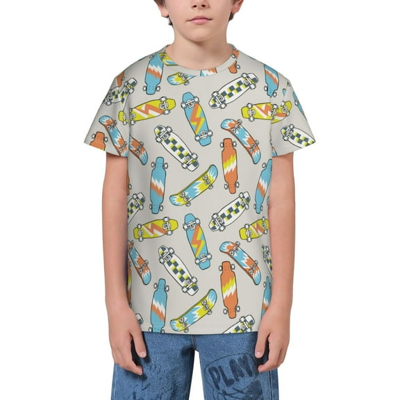 Wukai Skateboard Youth Unisex Short Sleeve T-Shirt for Boys, Girls, Teens, and Kids-X-Small