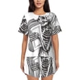 thumbnail image 1 of Wukai Skeleton Book Lover Print Women's Pajama Set - Short-Sleeve Top and Shorts with Elastic Waistband and Pockets for Loungewear, Yoga, and Casual Wear-3X-Large, 1 of 6