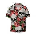 thumbnail image 1 of Wukai Skull and Roses Men's Casual Short-Sleeve Button Down Shirt - Lightweight Summer Dress Shirt for Daily Wear-Small, 1 of 1