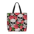 thumbnail image 1 of Wukai Skull and Roses Print Reusable Grocery Bag Shopping Bags with Zipper Shoulder Shopping Handle Bag Suitable for Outdoor Convenient Daily Bag, 1 of 8