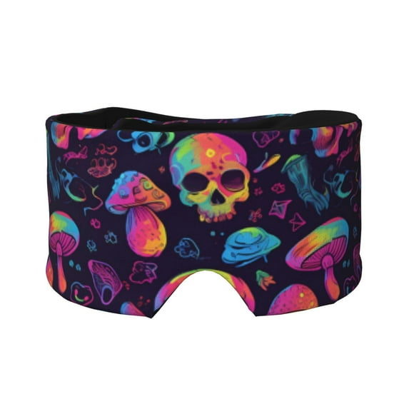 Wukai Skull mushroom Print Sleep Mask - Eye Mask for Sleeping, Ultra Soft and Skin Friendly Full Eye Covers for Women/Men, Perfect Light Blocking Sleeping Mask