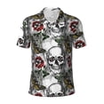 thumbnail image 1 of Wukai Skulls Roses Men’s Polo Shirts,Quick-Dry Athletic Shirt,Classic Fit Shirts-3X-Large, 1 of 8