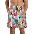thumbnail image 1 of Wukai Skulls and Roses Print Beach Trunks with Compression Liner Swimsuit Quick Dry Beach Sports Shorts with Pocket-3X-Large, 1 of 8