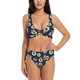 thumbnail image 1 of Wukai Sloth with Donuts Women's Bikini Set Two Piece,wimsuit High Waisted V Neck Twist Front Adjustable Spaghetti Straps Bathing Suit-Large, 1 of 7