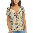 thumbnail image 1 of Wukai Snake And Floral Casual V-Neck Graphic Tees for Women: Lightweight and Breathable Summer Tops with Stylish Design-XX-Large, 1 of 8