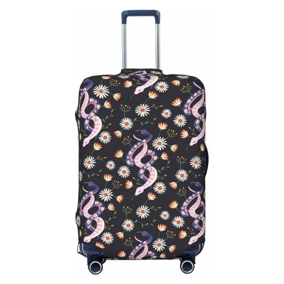 Wukai Snake And Floral1 Elastic Luggage Cover: Personalized Protection for Your Suitcase - Fits 19~29-inch, Washable & Durable Travel Companion-Small