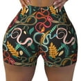 thumbnail image 1 of Wukai Snake And Flower Print Pack Biker Shorts for Women Yoga Workout Gym Running Scrunch Active Shorts-Large, 1 of 8